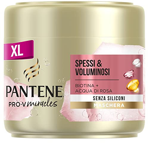 Pantene Pro-V Miracles Maschera Spessi & Voluminosi, Con Biotina E Acqua Di Rosa, Contribuisce A Rafforzare I Capelli Senza Appesantire, Senza Siliconi, Per Capelli Che Necessitano Un Miracolo, 300ml