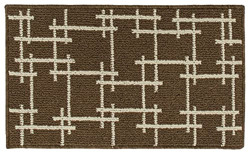 JVL Vector Machine Washable Latex Backed Doormat, 50x80cm, Brown