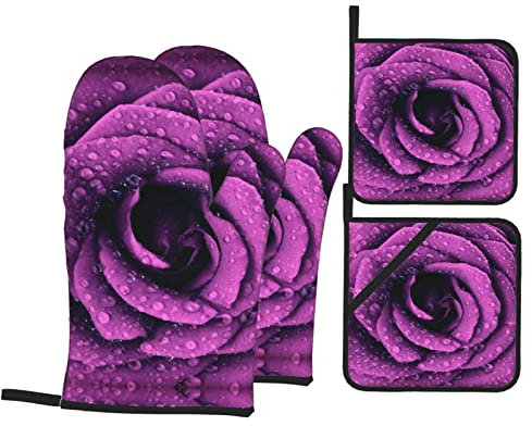 Lot de 4 maniques et maniques en forme de rose avec poche