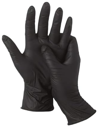 CHAWLA Black Pearl Nitrile Examination - Multipurpose, Powder Free and Latex Free Disposable Gloves, Box of 100 Gloves, Black (10 Boxes (1000 Gloves), Large)