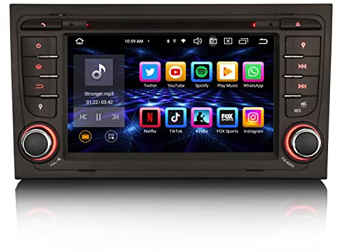 Erisin 7 Zoll 8-Kern Android 13 Autoradio mit GPS Navigation für Audi A4 S4 RS4 B9 B7 SEAT EXEO Unterstützt CarPlay Android Auto DSP Bluetooth DAB+ WiFi A2DP OBD2 DVD CD Player RDS 4GB+64GB