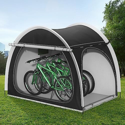 Outdoor Bike Covers Storage Shed Tent, Oversized Bike Storage Tent for 3-4 Bikes, Portable Foldable Garage/Garden Storage Tent, Waterproof Anti-uv Outdoor Bicycle Cover