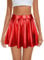 Durio Damen Rock Kurze Metallischer Faltenrock Mini Skater Rock Glitzer Rave Party Hohe Taille Elastischer Plisseerock Rot S