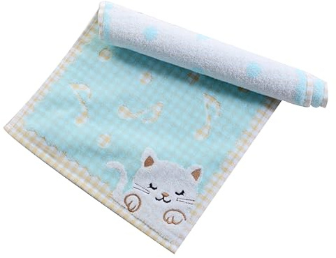 Baumwollhandtuch mit Katzenmotiv Quadratisches Kinder Gesichtstuch 48x25 Cm | Waschlappen für Junge Mädchen, Weich und Maschinenwaschbar, 1 Stück, für Kleinkinder und Kinder
