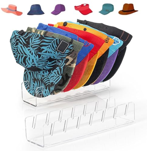 VBNZBK 2 Stück Acryl Cap Halter, Hutständer für Baseballkappen, Acryl-hut-organizer Kappenhalter Cap Organizer Bietet Platz für 14 Baseballkappen Keine Installation, für Schlafzimmer, Schrank, Büro