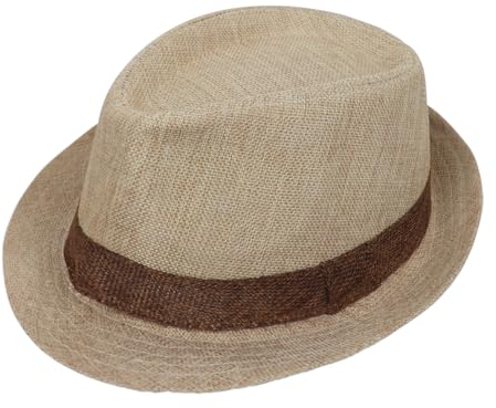 FakeFace Chapeau de Paille Trilby pour Homme Chapeau de Gentleman de Papa léger Casquette Homme Panama Homme Chapeau de Soleil en Lin Chapeau roulé de Vacances pour Homme