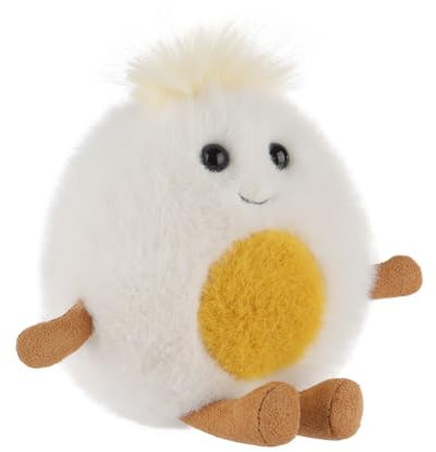 Apricot Lamb Gekochtes Ei Essen Plüschtiere für Kinder, weiche niedliche Kuscheltier für Baby Mädchen und Jungen, Flauschige Gekochtes Ei Weiß 12 cm