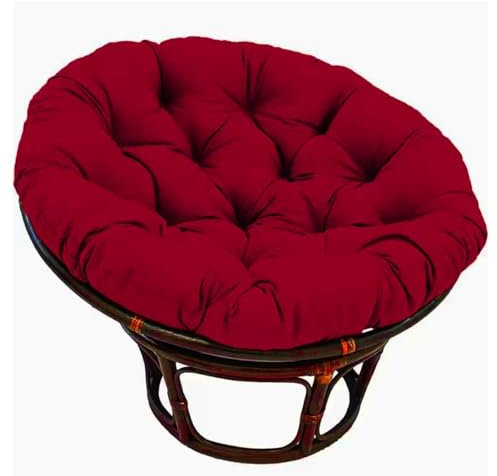 LYXLBX Stuhlkissen Outdoor Stoffschaukel Rattan Stuhlkissen, Rund Gepolstert, HäNgeschaukel Sitzkissen,für Gartensessel, HäNgeschaukel Drehsessel, Korbsessel, Balkonstuhl,Rot-70 * 70cm