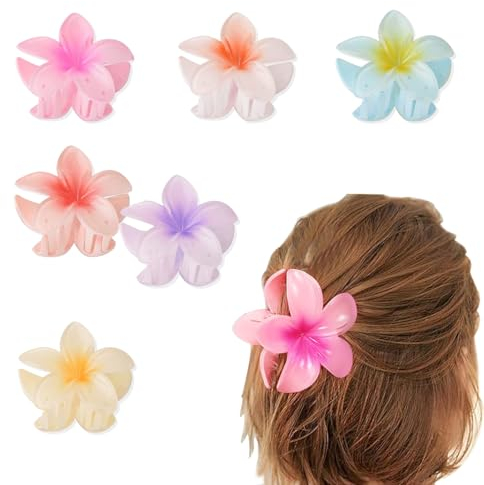 Zasiene Pinzas para Garras de Flores 6 Pinzas para el Pinzas de Pelo en Forma de Flor Flores Coloridas para el Cabello Pelo con Flores Flor de Pelo Clips Garra Pinzas Antideslizantes para el Cabello