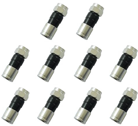 YTgilo 10PCS Cold Compression Cable Connector RG6 Extrusion Waterproof All Copper Coaxial Compression Fitting with Sealed O Ring Grip for Satellite Cable TV Internet Antenna Systems