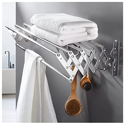 HIARAN Wäscheständer, Wäscheständer fürs Badezimmer, Wäscheständer aus Edelstahl, Wandmontage, rostfrei, langlebig, zusammenklappbar, Teleskop-Wäscheständer (Größe: 50 cm) (50 cm) Das Neue Lucky Star