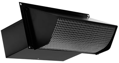 Capuchon mural noir 639 compatible avec conduit de 7,6 x 25,4 cm pour hottes de cuisine