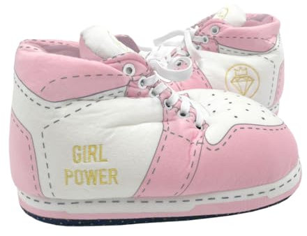 Cello Baffies' Krazy Kicks | Small Girl Power Jordan-Style Football Sneaker Slippers for Women | Funny Girls Womens Ladies Warm Memory Foam Trainer Slippers, Fun & Stylish Novelty Gift