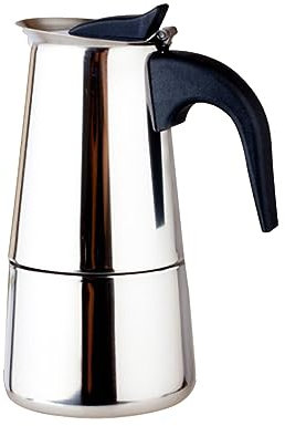 SHOWERORO Cafetière Italienne En Acier Inoxydable 450ml Bouilloire à Café Portative Design Élégant Pour 9 Tasses Pour Maison Et Voyage Pot De Conservation De Café Argenté