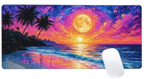 Couleur Tapis de Souris XXL 900x400mm, Tapis de Souris Lune, Tapis Souris pour Clavier et Bureau, Étendu Tapis de Souris Gamer, Lavable Surface,Base Antidérapante,Améliorer Précision et Vitesse Z2-740