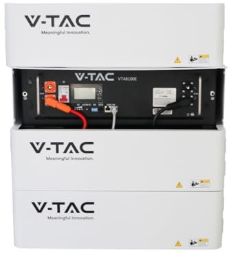 Kit Batteria di Accumulo LiFePO4 BMS Integrato per Inverter Fotovoltaici CEI 0-21 con Modulo Armadio Rack e Copertura 5.12kWh 51.2V 100Ah