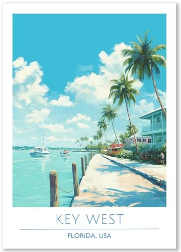 Happymotive – Key West Poster Deko Schlafzimmer | Wanddeko & Wandbilder Wohnzimmer | Aesthetic Room Decor | Bilder & Kunstdrucke in A2 40x60, A3 30x40, A4 20x30 300g Papier ohne Rahmen