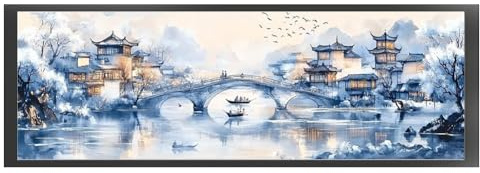 LYEAA Vollstickerei, Öko-Baumwollfaden, 9-karätige Gemälde, bedruckte Landschaft, Kreuzstich-Set, 80 x 60 cm, Gemälde