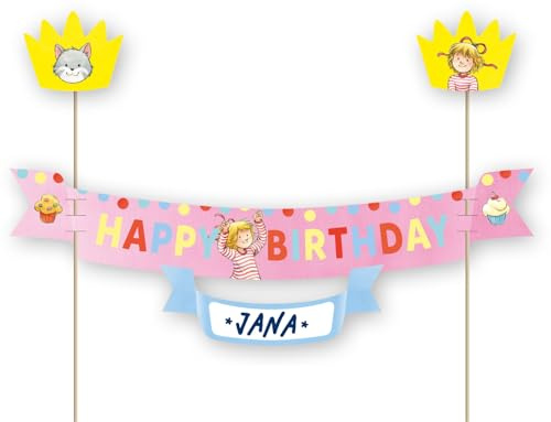 Tortenbanner * MEINE FREUNDIN CONNI * als Deko als Kuchen und Torten | 23x20cm, mit Krone und Namensschild | für Kindergeburtstag Kinderparty Kinder Geburtstag Party Mädchen
