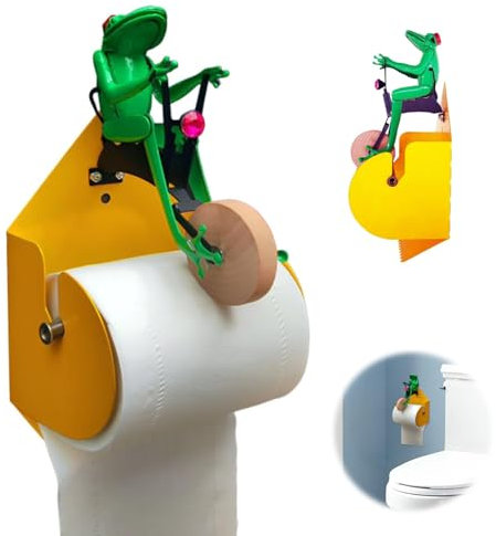 Toilettenpapierhalter, Wandmontage Stanzfrei Kreativität Toilettenpapierhalter Mit Frosch Auf Dem Einrad, Geeignet Für Zuhause, Badezimmer, Geschenk