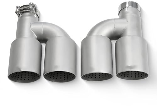 Endrohrblenden Auspuff-Rennschalldämpferspitze Automodifizierung Mattiertes Edelstahl-Doppelauslass-Auspuffrohr Upgrade-Düsendekoration Endrohre Auto Auspuffblende(ID63-OD101mm Type2)