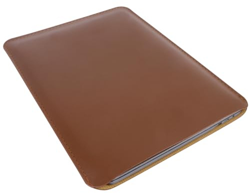 13/14/15-inch Faux Leather Laptop Sleeve | Compatible with MacBook Air/Pro, Dell XPS, Surface Pro & More | Ultra-Thin Design + Universal Fit (Dark Brown, 13 Inch Laptop)