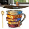 Tazza a forma di libro dipinto, tazzas da caffè con libri dipinti unici, tazza da caffè a forma di pila di libri in acrilico colorato, tazza con marchio a forma di pila di libri in vetro (style A)