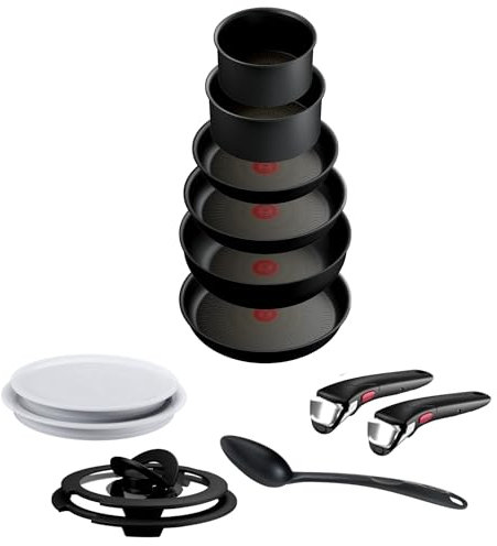 Tefal ingenio Eco Resist L3979542 13 pcs Induction Compatible Safe Non-stick Cookware Set, Black