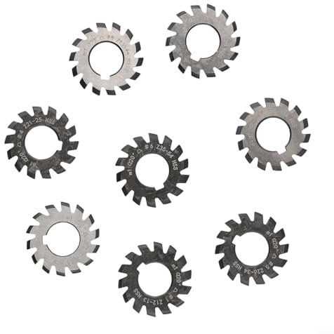 Lot de 8 fraises à engrenage HSS M1 de diamètre 22 mm - Angle de pression de 20 degrés pour une fabrication précise