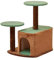 Torre Rascador para Gatos con Casa, 2 Plataformas, 66 cm Alto x 55 cm Largo x 45 cm Ancho, Marrón y Verde