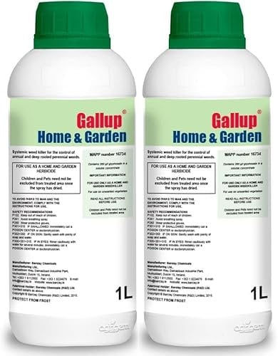 Gallup Home & Garden Weed Killer 1L - Glyphosate Commercial Industrial Strength Concentrated Herbicide Weed Killer for Effective Annual & Perennial Grass & Broad Leaved Weeds 2 Pack