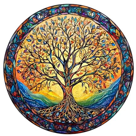 Individz Holzpuzzle für Erwachsene, Einzigartige Tierförmige Der Lebensbaum Wooden Puzzle, Geburtstagsgeschenk Weihnachtsgeschenke für Familie Freunde (L-34*34cm-300 Stück)