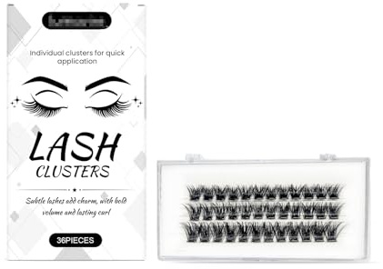 36 einzelne Wimpernbüschel – Ganztägiger Schwung & Volumen, Wimpern ohne Kleber für empfindliche Augen, anpassbare Dichte & Länge