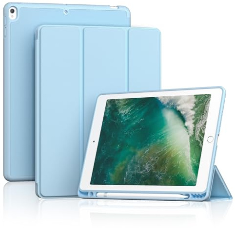 ProCase Smart Case for 10.5” iPad Air 3rd Generation 2019 / iPad Pro 2017, Slim Stand Cover with Pencil Holder Soft TPU Back for Air 3 -Sky Blue