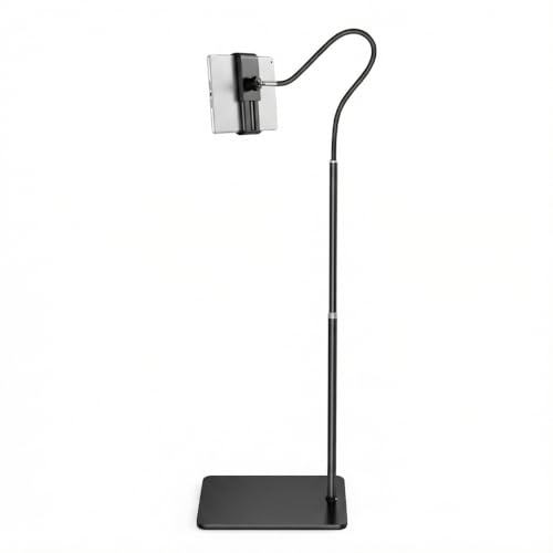 SODANY Soporte de Suelo para Tablet y Móvil 135cm Cuello de Cisne Flexible 360° Base Estable Universal Compatible con iPad Pro Air Mini Samsung Galaxy Tab iPhone Switch 12-18cm