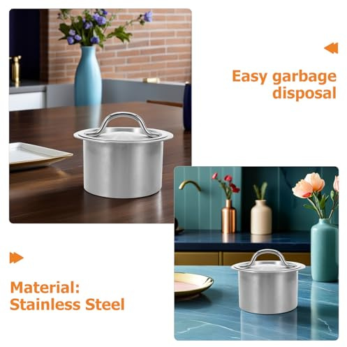 Gatuida Goulotte à Déchets Ronde Encastrable pour Plan de Travail Cuisine Couvercle de Poubelle en Acier Inoxydable 200 MM Poignée Insert Passe-Poubelle pour Ouverture 165-190 MM