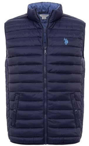 U.S. POLO ASSN. Herren Weste (S-XXL) gesteppt mit hochstehendem Kragen und Druckknopftaschen - P025