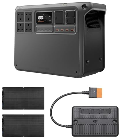 DJI Power 2000 400W Flexible Solar Panel Combo, 2048Wh LFP Battery | 3000W Output, Fast Recharge, Compact size, 400W Flexible Solar Panel, RVs, Balconies, Rooftops, Generator for Home Use