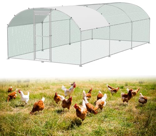 ACXIN Hühnergehege 3x6x2 m Outdoor, Begehbares Freilaufgehege aus Verzinktem Stahl, Hühnerstall mit Drahtgitter, Schloss und Wetterfestem Schutz für Hühner, Enten und Kleintiere Geeignet