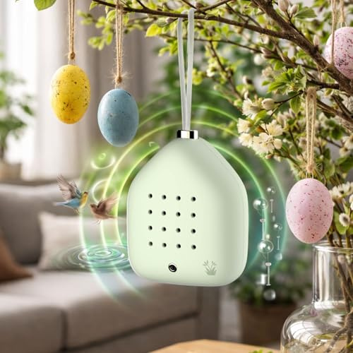 RELAXOUND Lily Bells – Dekorativer Klanghänger mit Bewegungsmelder, sanftes Vogelgezwitscher, Chimes & Wasserklänge – Entspannung für Zuhause, stilvolle Geschenkidee - Mossling - Grün (Pastell-Grün)