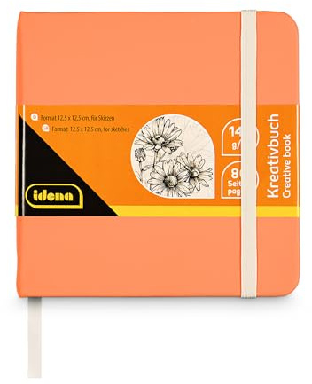 Idena 60073 - Skizzenbuch im quadratischen Format 12,5 x 12,5 cm, Zeichenbuch mit 80 blanko Seiten 140 g/m², für Künstler, Studenten & Malbegeisterte