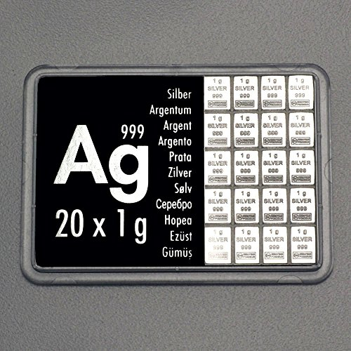 Valcambi 20 Gramm 999 Silber Silbertafel CombiBar ESG Zertifikat 20 x 1 Gramm teilbar