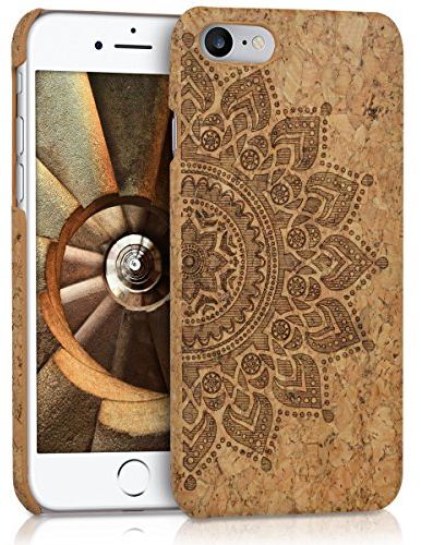 kwmobile Hülle kompatibel mit Apple iPhone SE (2022) / iPhone SE (2020) / iPhone 8 / iPhone 7 - Kork Handyhülle - Handy Case Cover Schutzhülle Aufgehende Sonne Dunkelbraun Hellbraun