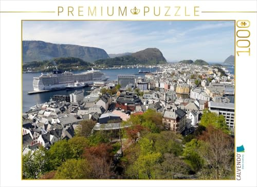 CALVENDO Puzzle Stadtberg Aksla, Aussichtspunkt in Alesund, mit Blick auf die Stadt | 1000 Teile Lege-Größe 64 x 48 cm Foto-Puzzle für glückliche Stunden