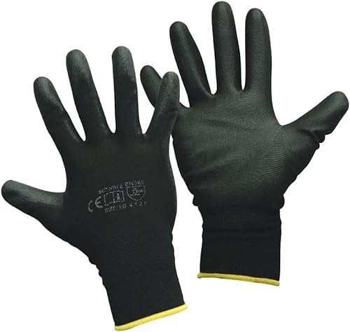 Montagehandschuhe - 12 Paar - Arbeitshandschuhe - Farbe: schwarz - 10 (XL)