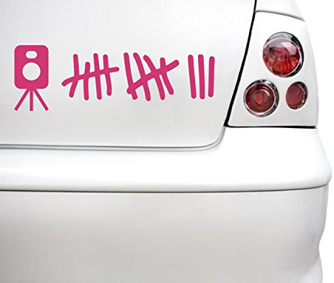timalo® Autoaufkleber - Strichliste Blitzer - Sticker Auto Selbstklebend - sp021-22x8cm-pink