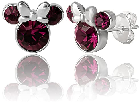 Disney Damen Minnie Mouse Geburtsstein-Ohrstecker - Minnie Mouse Ohrringe - Geburtsstein-Schmuck - Disney Schmuck