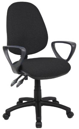 IDEAL 365 Office Fabric Operator Chairs 2 lever PCB (Black, Fixed Arms)