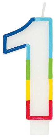 Vibrant Rainbow Border Number 1 Birthday Candle (7cm x 12cm) - Stunning Multi-Colored Party Decor - Uniquely Crafted for Celebratory Milestones - 1 Pc