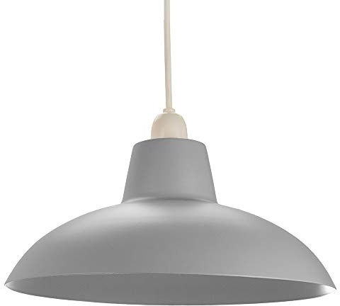 Industrial Retro Designed Matt Grey Curved Metal Ceiling Pendant Light Shade | 60w Maximum | 29cm Diameter by Happy Homewares
